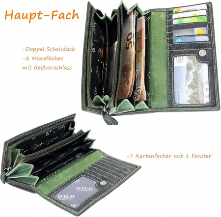 Portofel de dama Irisaa, din piele, protectie RFID, negru [1]