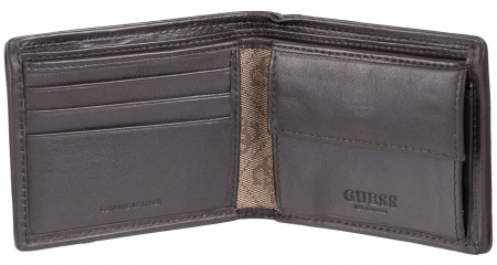 Portofel din piele pentru barbati GUESS, protectie RFID, maro [2]