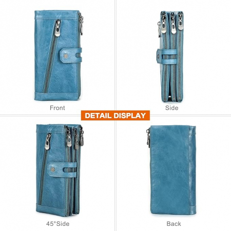 Portofel din piele pentru femei Contacts, cu protectie RFID, albastru [4]