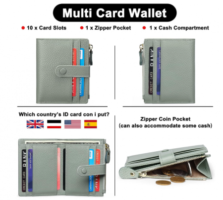 Portofel mic, subțire, pliat, din piele, pentru femei, FALAN MULE [6]