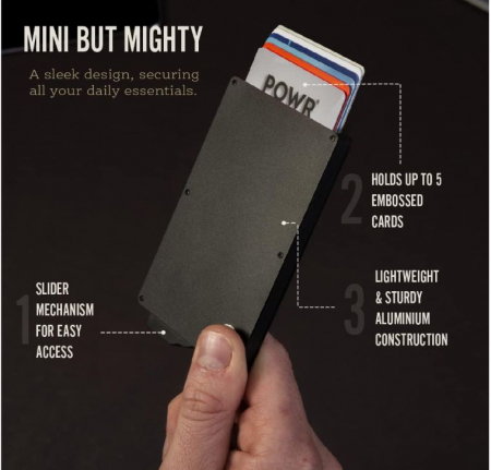 Portofel pentru carduri POWR, cu protectie RFID, negru [3]