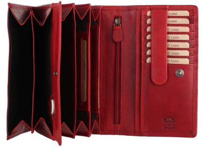 Portofel pentru femei Hill Burry din piele naturală cu o mulțime de compartimente, roșu [6]