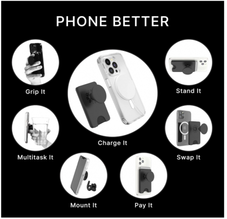 Portofel Popsockets de telefon, pentru carduri, compatibil cu MagSafe, negru [4]