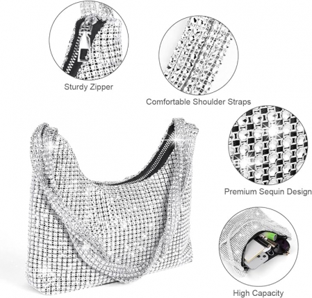 Poseta OSDUE pentru femei, Geanta de noapte, argintiu [4]