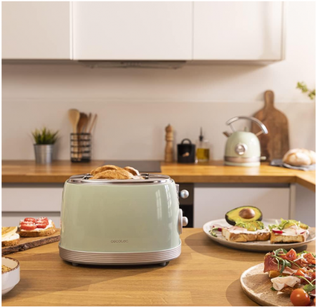 Prăjitor de pâine Cecotec Toast&Taste 800 Vintage Light Green, 850W, 2 Felii, verde, 03209 [4]