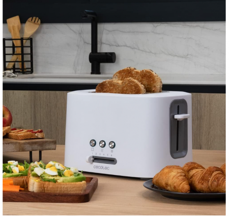 Prajitor de paine Cecotec Toast&Taste 9000 cu 2 fante, 980W, alb [3]