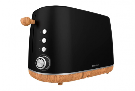 Preparat paine - Prajitor de paine CECOTEC TrendyToast 9000 Black Woody, 900 W, 2 felii