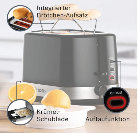 Prajitor de paine compact Bosch TAT6A513 pentru 2 felii, 800 W [5]