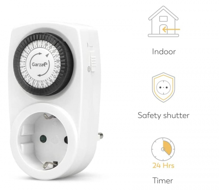 Priza cu Temporizator analogic Garza, Pachet de 2, Alb [2]