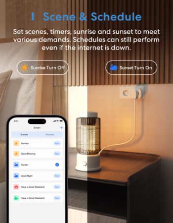 Priză inteligentă Meross 16 A, WiFi, control vocal, funcționează cu Alexa, Google Home, pachet de 2 [2]