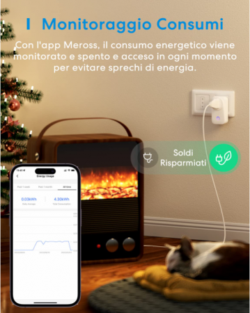 Priză inteligentă Meross WiFi, telecomandă APP, 16A 3840W, tip L, pachet de 3 [1]