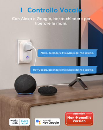 Priză Smart WiFi Meross, priză inteligentă italiană 16A 3840W [2]