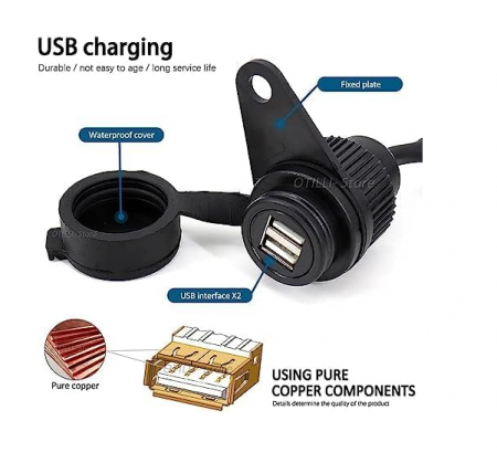 Priza USB pentru motociclete 12V DV, 2 porturi, pentru Yamaha Tracer MT-07 MT-09 SP FZ-09 FZ-07 XSR 700 900 [7]