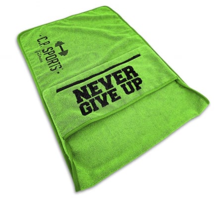 Accesorii Fitness - Prosop de sala din microfibra C.P. Sports, cu buzunar, verde