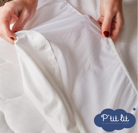 Protectie saltea impermeabila P'tit lit din bambus pentru patut, 60x120 cm [2]