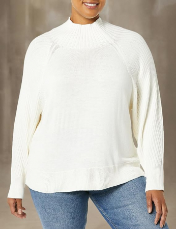 Pulover Oversized pentru femei Amazon Essentials, ultra moale, alb, L [5]