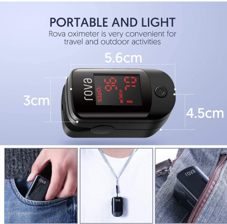 Pulsoximetru Rova, Oximetru pentru vârful degetului, Monitor de ritm cardiac [6]