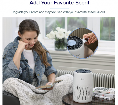 Purificator de aer LEVOIT, Filtru HEPA, cu aromoterapie, 3 viteze, 25 dB, alb [6]