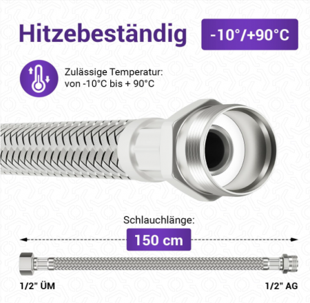 Racord flexibil apa 1/2 inch (19,3 mm), 150 cm [3]