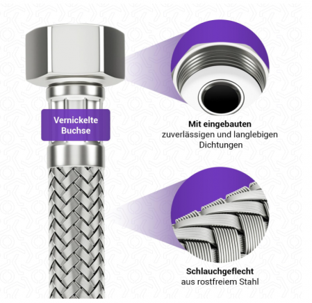 Racord flexibil apa 1/2 inch (19,3 mm), 150 cm [4]