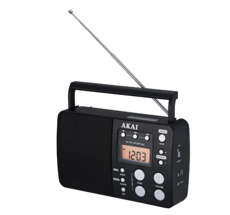TOATE PRODUSELE - Radio portabil AKAI APR-200, ceas desteptator, AM/FM, negru