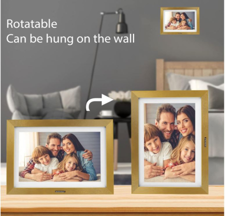 Ramă foto digitală Wi-Fi, 10 inch, ecran tactil, memorie de 16 GB, auriu [7]