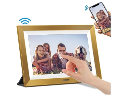 Cadouri - Ramă foto digitală Wi-Fi, 10 inch, ecran tactil, memorie de 16 GB, auriu