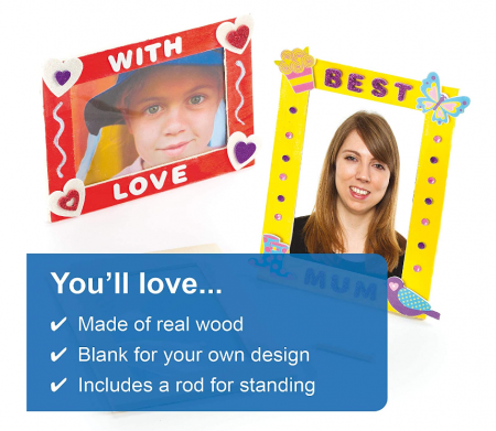 Rame foto din lemn Baker Ross ET128, pachet de 4, pentru a fi decorate, pictate de copii [2]