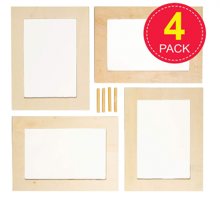 Rame foto din lemn Baker Ross ET128, pachet de 4, pentru a fi decorate, pictate de copii [1]