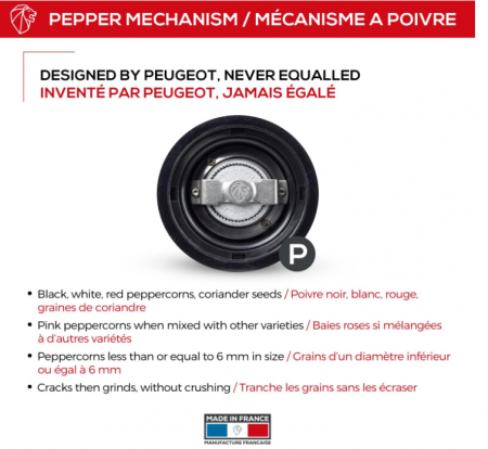 Rasnita pentru sare si piper PEUGEOT Paris u'Select 40 cm, 6 setari de macinare, din lemn, negru lacuit [3]