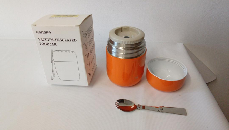 Recipient termoizolant pentru alimente BSWAY, din oțel inoxidabil de 510 ml cu lingură/furculita [1]