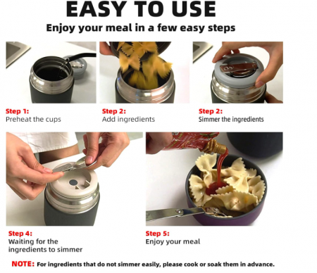 Recipient termoizolant pentru alimente BSWAY, din oțel inoxidabil de 510 ml cu lingură/furculita [3]