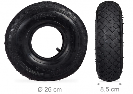 Relaxdays 2x anvelope cu camera pentru carucior transport marfa, roaba 3.00-4" , 125 kg, 260x85mm [3]