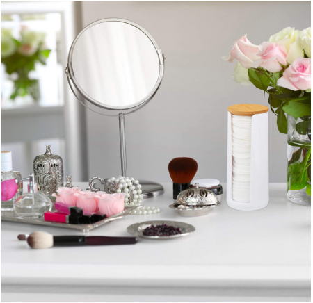 Relaxdays Set de 2 Dozatoare de tampoane de bumbac 17.5 x 7.5 cm, Alb [1]