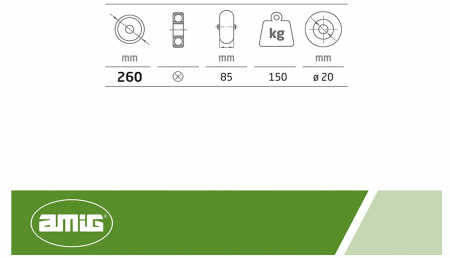 Roată pneumatică Amig pentru roabe sau cărucioare de depozit, jante roșii, Diametru Ø260 x 85 mm, Greutate maxima 150 kg [5]