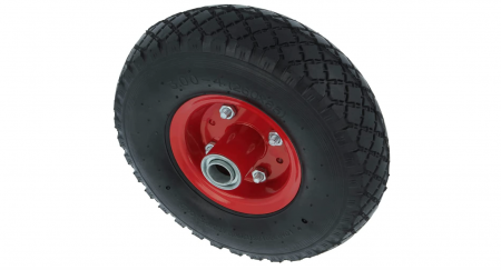 Depozitare, transport si protectie - Roată pneumatică Amig pentru roabe sau cărucioare de depozit, jante roșii, Diametru Ø260 x 85 mm, Greutate maxima 150 kg