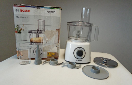Robot de bucatarie Bosch MultiTalent 3 MCM3100W, 800 W, bol 2.3 l, 2 viteze, Alb/Gri [1]