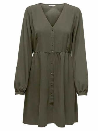 Rochii si Fuste dama - Rochie de damă ONLY Onlnova Life L/S Thea Button, cu maneca lunga, verde, XS
