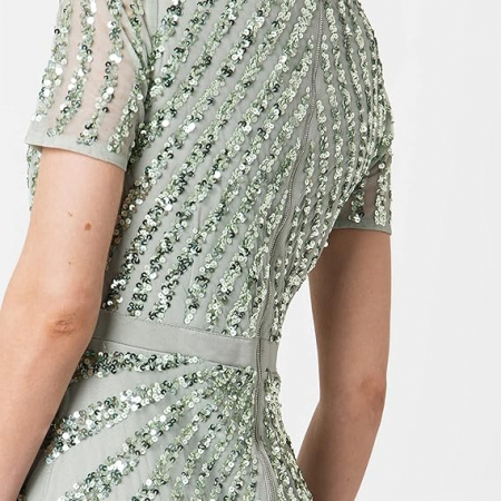 Rochie lungă cu paiete pentru femei Maya Deluxe, cu decolteu în V [6]