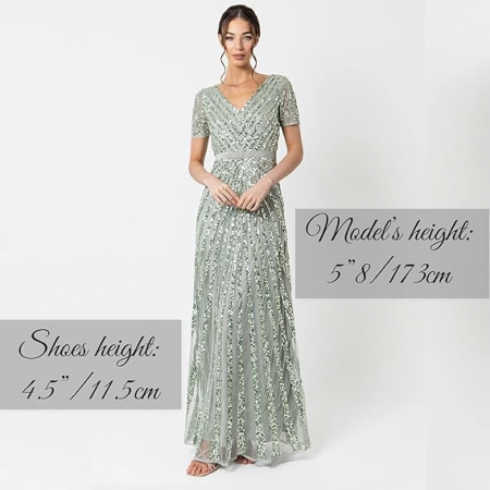 Rochie lungă cu paiete pentru femei Maya Deluxe, cu decolteu în V [1]