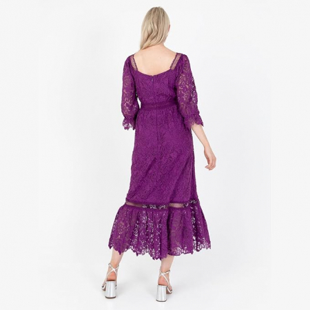 Rochie lunga de dama Lovedrobe PL9-0039, decolteu patrat, mov, marime 50 [4]