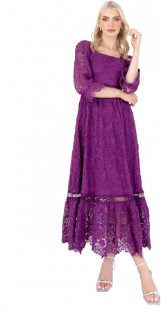 Fashion - Rochie lunga de dama Lovedrobe PL9-0039, decolteu patrat, mov, marime 50