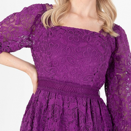 Rochie lunga de dama Lovedrobe PL9-0039, decolteu patrat, mov, marime 50 [1]