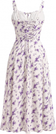 Rochie lunga de vara pentru femei FYMNSI, fara maneci, model floral, alb, XL [1]