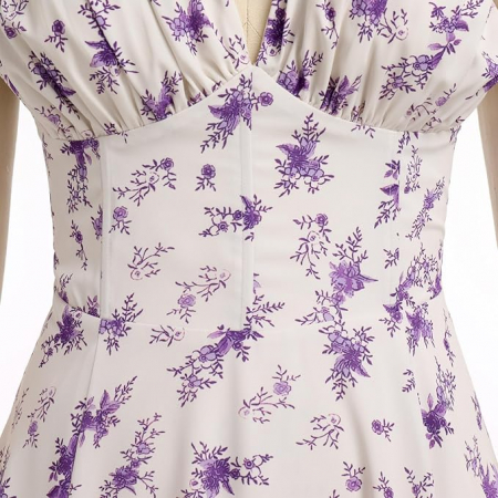 Rochie lunga de vara pentru femei FYMNSI, fara maneci, model floral, alb, XL [4]