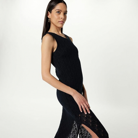 Rochie maxi The Drop Ritu Crochet, negru, XS [3]