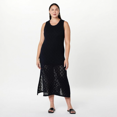 Rochie maxi The Drop Ritu Crochet, negru, XS [5]