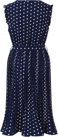 Rochie midi de vara pentru femei IQYU, fara maneci, stil boho, cu buline, bleumarin, L [5]