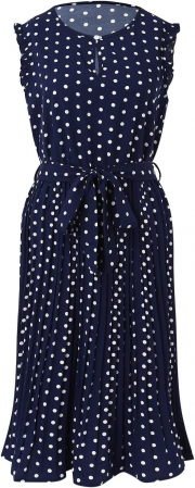 Rochie midi de vara pentru femei IQYU, fara maneci, stil boho, cu buline, bleumarin, L [4]