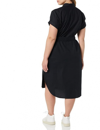Rochie tip cămașă Amazon Essentials pentru femei, cu mâneci scurte, neagră, Marimea M [2]